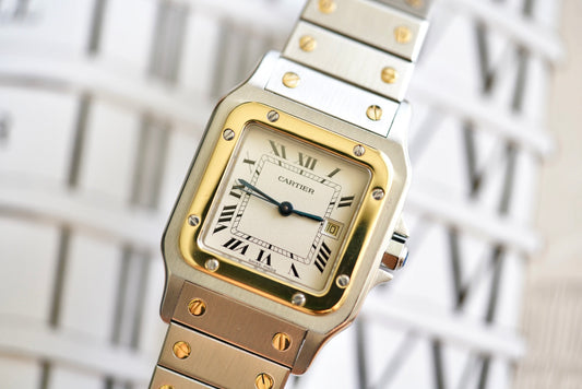 (2961) Cartier Santos Carrée Large 29mm Ivory/White Dial