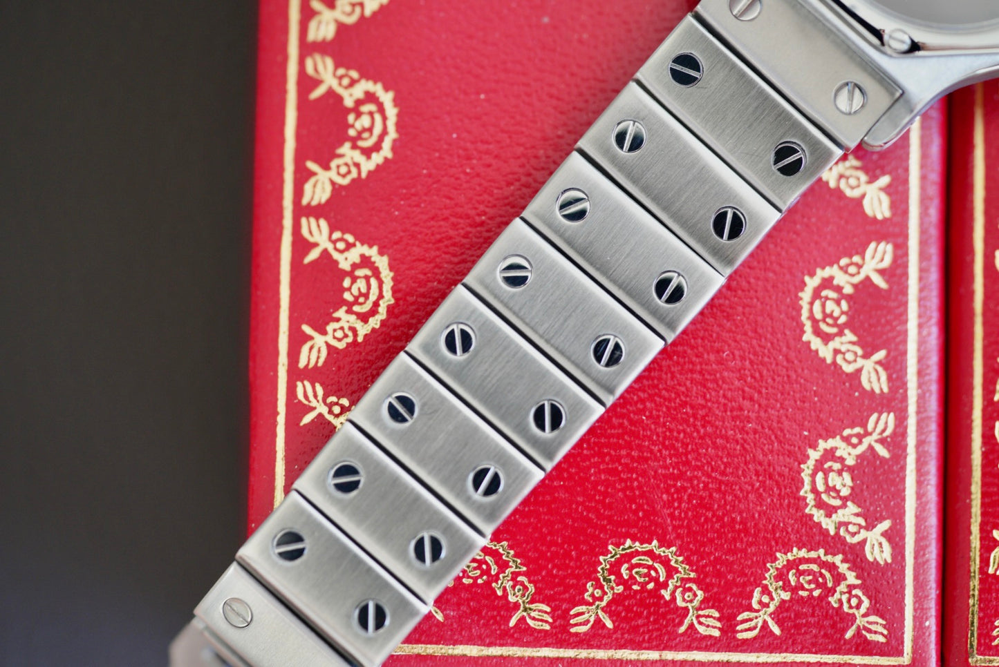 (2965) Cartier Santos Octagon 30mm Burgundy Dial Automatic