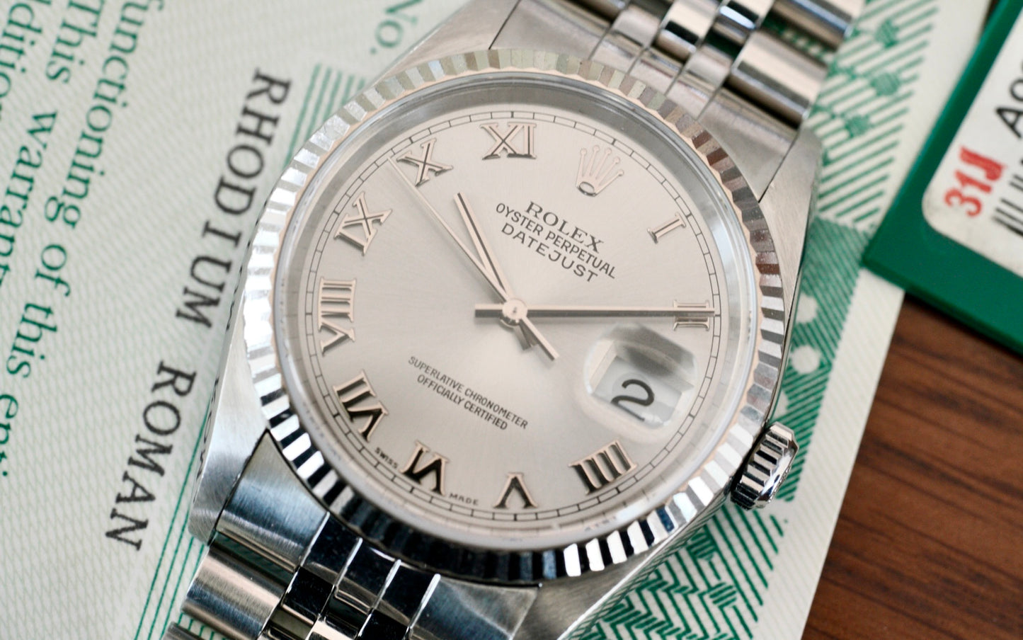 (16234) 1999 Rolex Datejust 36mm ‘Rhodium Roman’