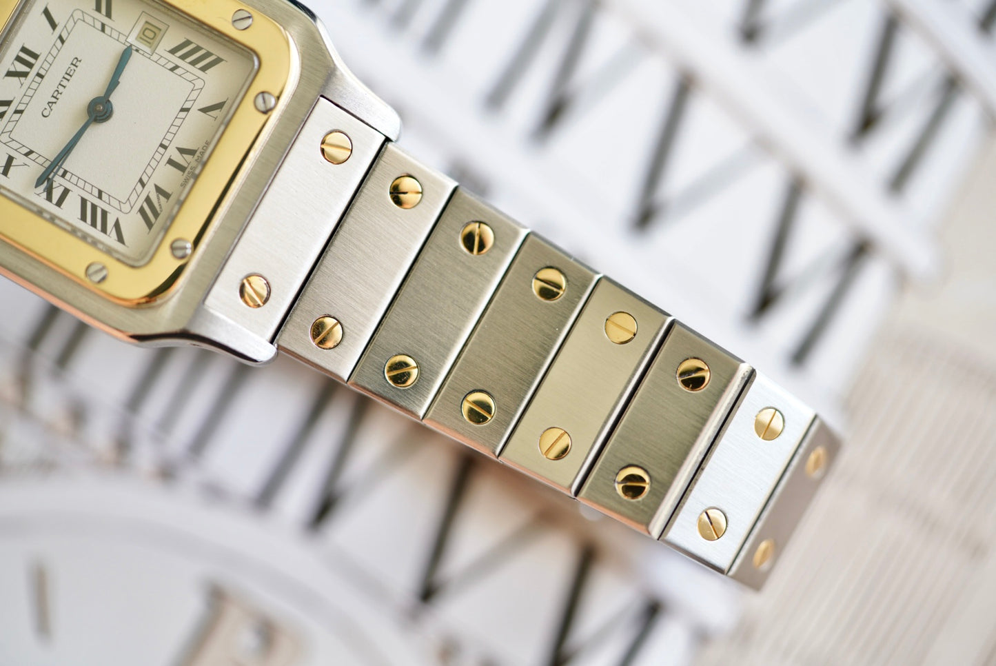 (2961) Cartier Santos Carrée Large 29mm Ivory/White Dial