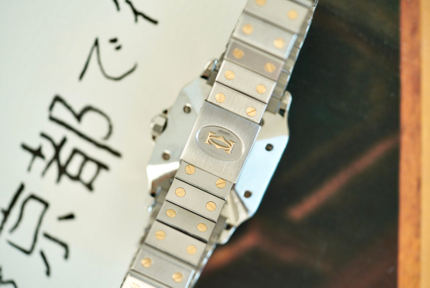 (2961) Cartier Santos Carrée Two-Tone White Dial