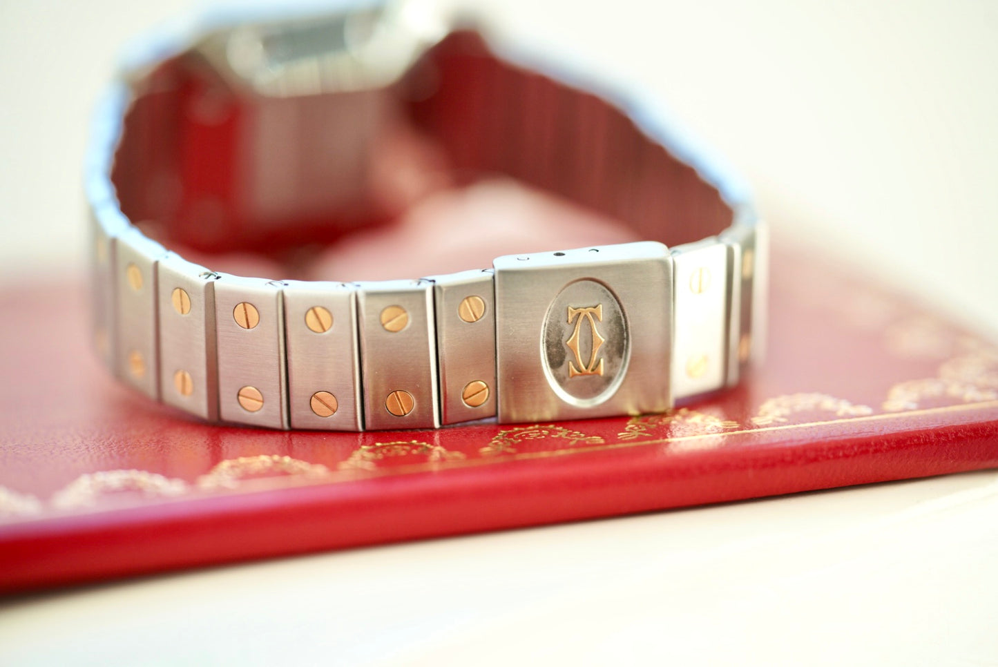 (2961) Cartier Santos Carrée Two-Tone White Dial Automatic
