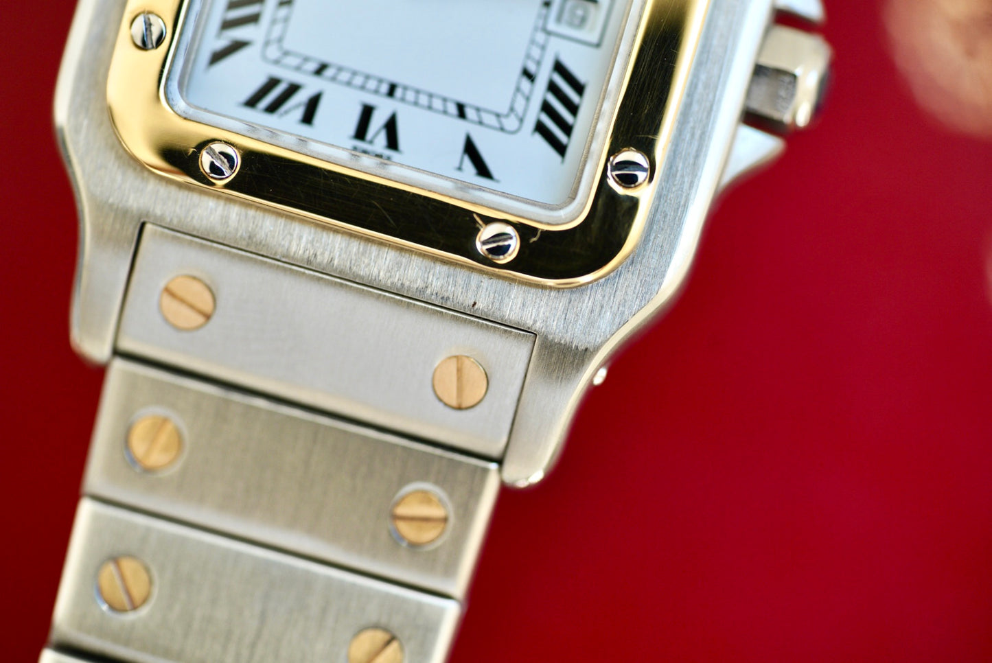 (2961) Cartier Santos Carrée Two-Tone White Dial Automatic