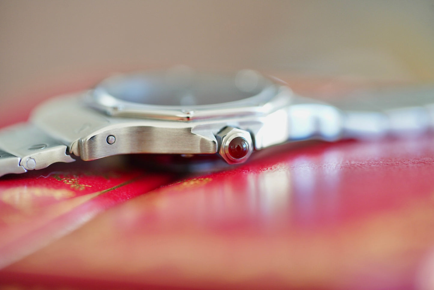 (2965) Cartier Santos Octagon 30mm Burgundy Dial Automatic