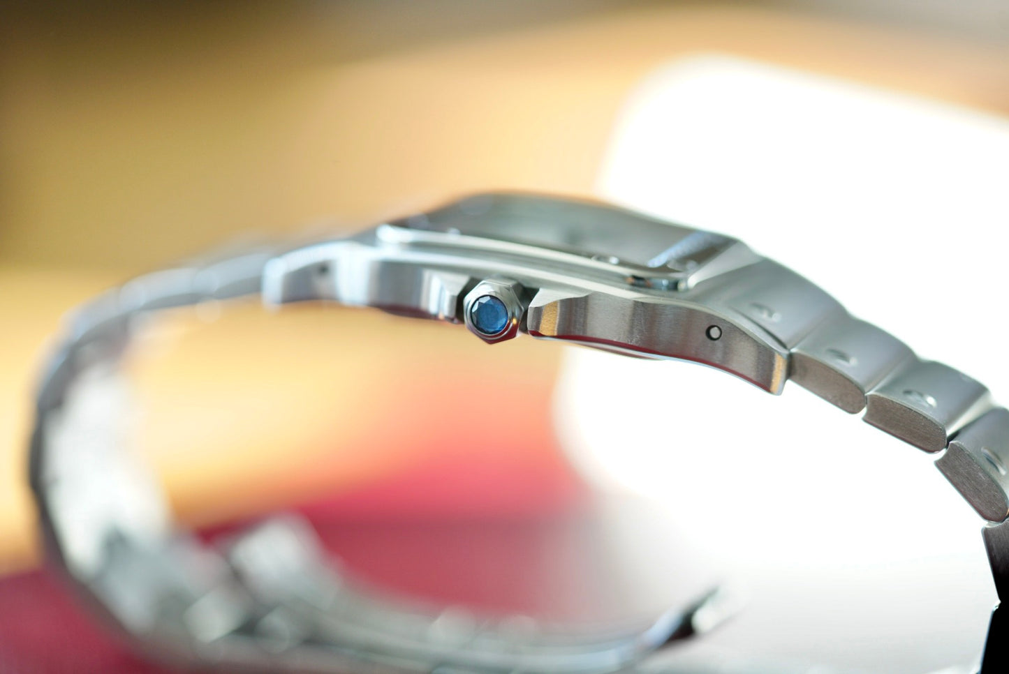 (1564) Cartier Santos Galbée Quartz Cream/Blue Roman Numeral Dial