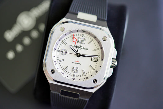 (BR05G-SI-ST/SRB) 2023 Bell & Ross BR-05 GMT White Steel on Rubber